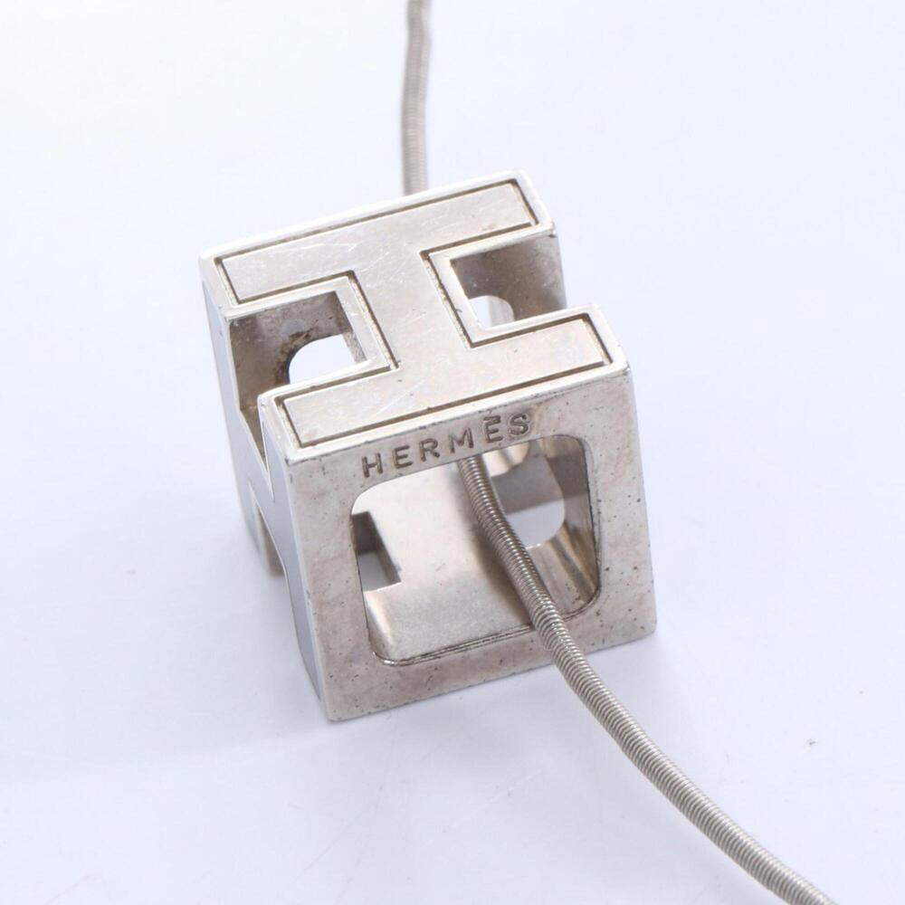 Hermes Cage d'H H-Cube Necklace, Stainless Steel Jewelry, Women's, Silver/Black - Picture 4 of 7
